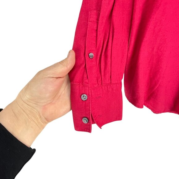 Banana Republic Mens Red Linen Blend Long Sleeve Button Up Shirt Size M Casual - Picture 7 of 10